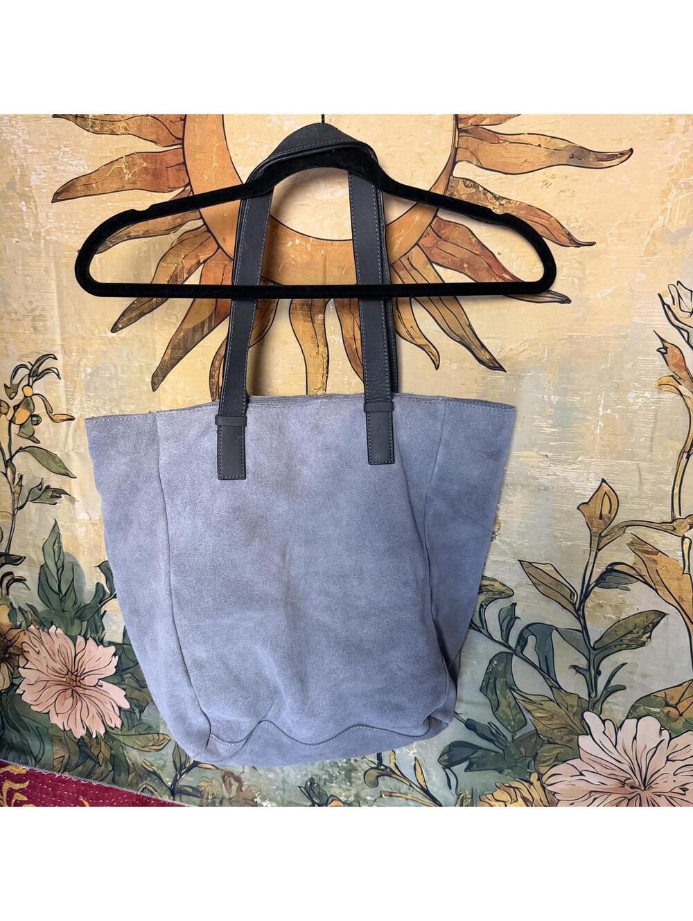 M.I.L.A Suede Leather Tote Bag in Blue - Picture 3 of 5